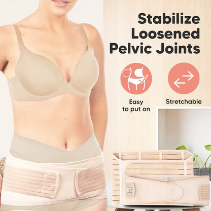 KeaBabies Revive 3 in 1 Postpartum Belt for Women - Belly Belt after Birth C-Section, Postpartum Recovery Belt, Belly Band after Birth, Pregnancy Belly Belt (Classic Ivory, XL)