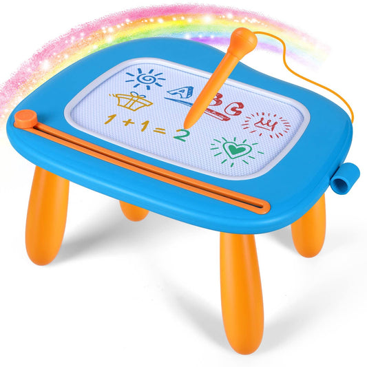 Smagiagon children's toy for ages 1 and up, Magnetic Drawing Board Colorful Doodle Board with 4 Legs for Kids Gift for 1 2 3 Years Old Girls Boys Toys (Blue)