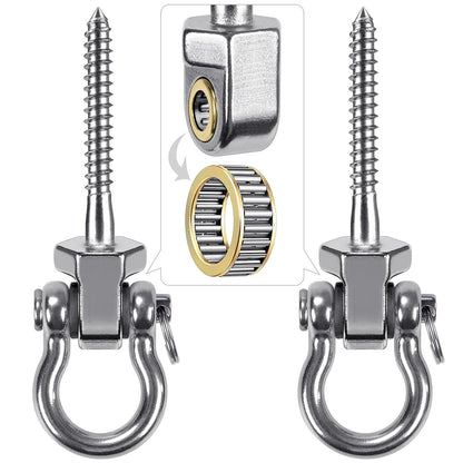 SELEWARE Heavy Duty Swing Hangers with Ball Bearings, Stainless Steel Swing Hardware for Patio and Playground, Quiet Rotating Hooks - Sturdy Swing Hardware, 1500 lbs Capacity, 2 Pieces