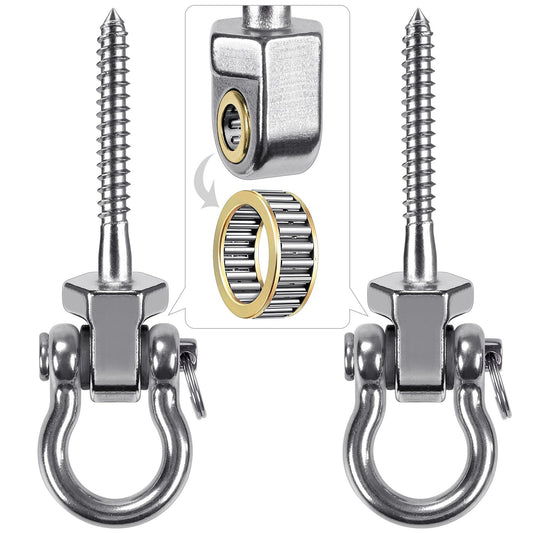 SELEWARE Heavy Duty Swing Hangers with Ball Bearings, Stainless Steel Swing Hardware for Patio and Playground, Quiet Rotating Hooks - Sturdy Swing Hardware, 1500 lbs Capacity, 2 Pieces