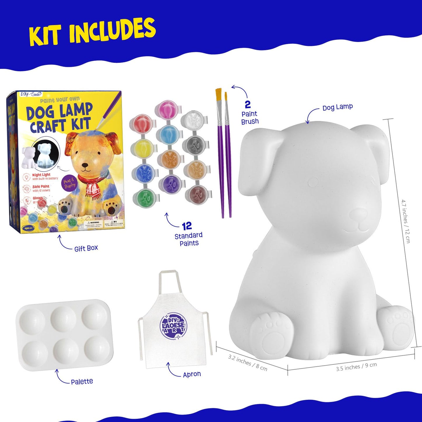 Craft set for children aged 6 years and up, dog lamp painting kit, crafting for girls and boys aged 6-10, gift for boys and girls aged 6-12, dog toy,DIY creative painting dog kids gift ideas.