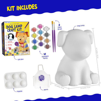 Craft set for children aged 6 years and up, dog lamp painting kit, crafting for girls and boys aged 6-10, gift for boys and girls aged 6-12, dog toy,DIY creative painting dog kids gift ideas.