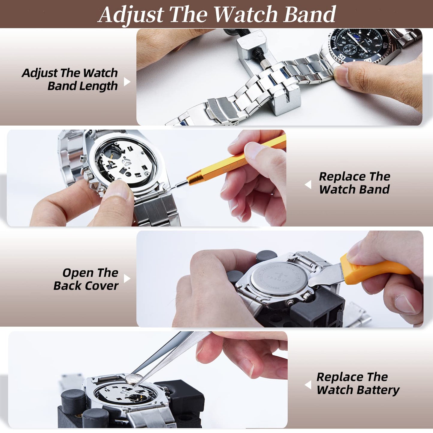 【2025 Full Version】Eventronic Watch Tool Set + Watch Press, Watch Case Press Tool, Watchmaker Tool Set, Watch Tool Battery Replacement, Case Closer Watch Repair Tool with 12 Pressure Plates