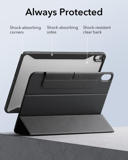 ESR iPad Air 13 inch M3/M2 Case, iPad Air 2025/2024 Case with Pencil Holder, detachable magnetic cover, vertical stand, fully supports Pencil Pro/USB-C, Rebound 360 Series, Black.