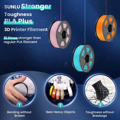 SUNLU PLA+ Filament 1.75mm, PLA Plus 3D Printer Filament, Stronger, Neatly Wound, 1KG 3D Printing PLA+ Filament, Dimensional Accuracy +/- 0.02mm, Gold