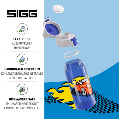 SIGG - Kids Water Bottle - Viva One Hot Speed - Suitable for Carbonated Drinks - Leak-proof - Dishwasher Safe - BPA-free - Sports & School - Blue - 0.5L