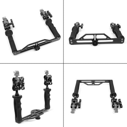 SHOOT Handheld Stabilizer Dual Handle for GoPro Hero 13/12/11/10/9/8/7/(2018)/6/5/4 Cameras and Underwater Dome Port and all Video Light Camera Camcorder LED Light with Ball Head Mount Adapter
