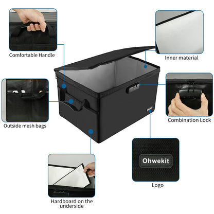 Hodufy Large (409 x 322 x 270 mm) Fireproof Safe Cash Box (2000℉), Waterproof and Fireproof Document Box, Bankers box with lock, collapsible storage box for hanging letters.