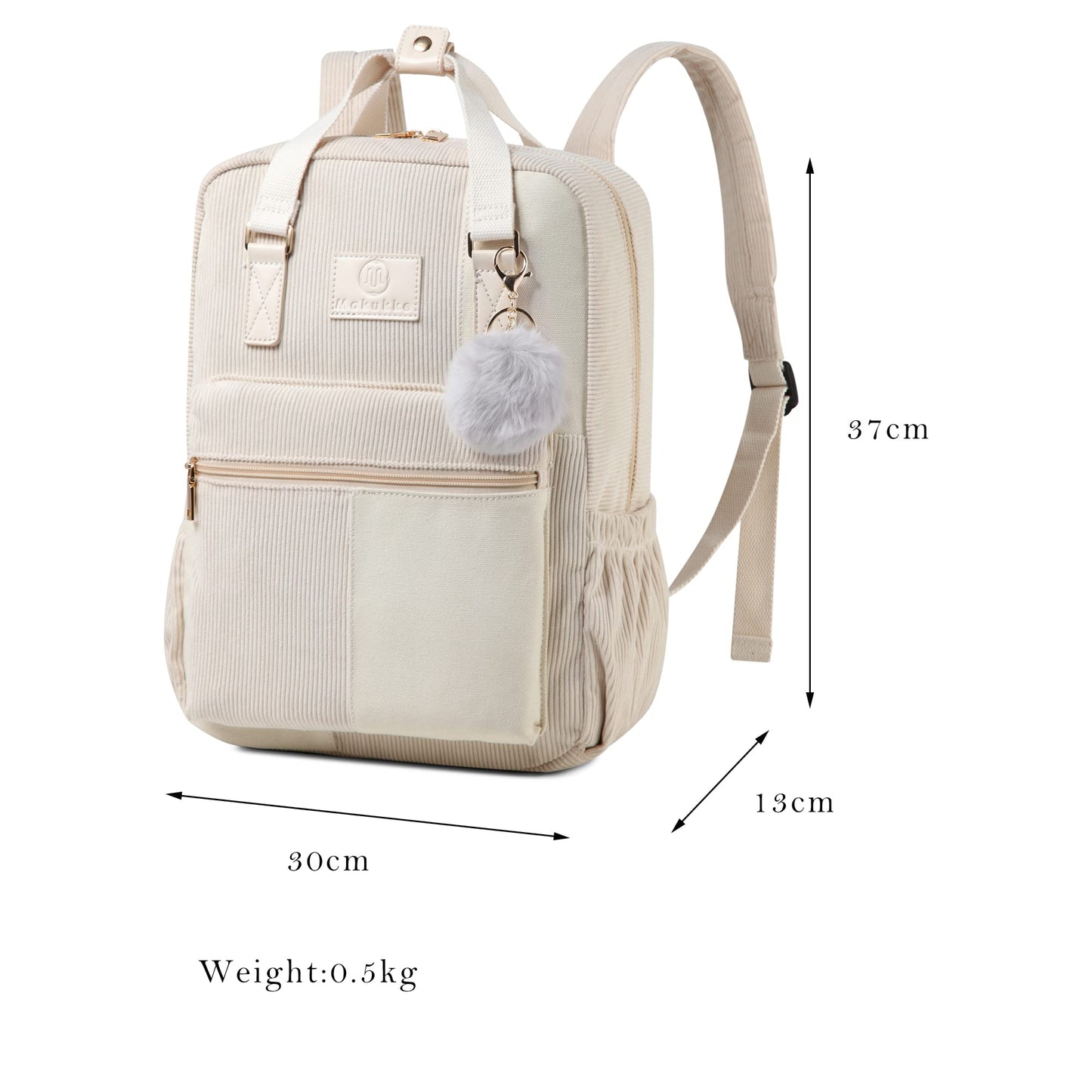 Makukke backpack for women and men, cord daypack with anti-theft pocket, casual school bag for everyday use.