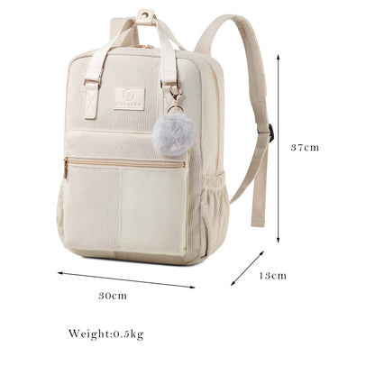 Makukke backpack for women and men, cord daypack with anti-theft pocket, casual school bag for everyday use.