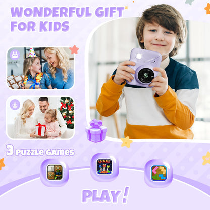 CalineGam instant camera for kids, 3.0 inch screen 48MP kids camera instant camera with 32 GB card, 1080P HD camera kids instant print, gift for 3-12 boys and girls.
