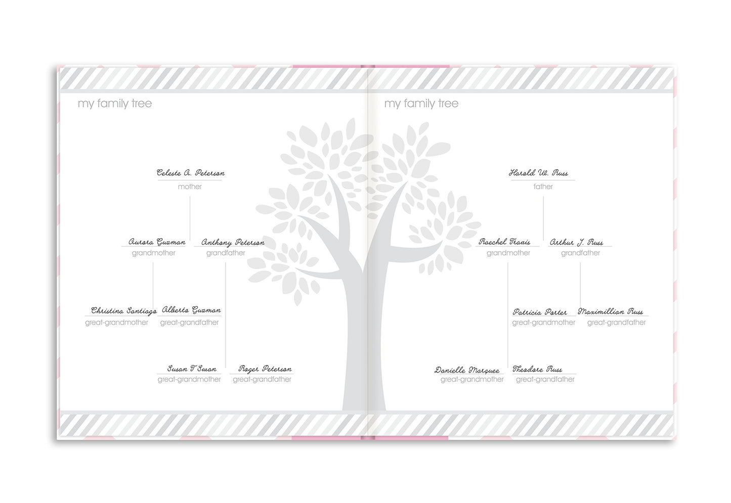 Pearhead First 5 Years Chevron Baby Memory Book with Clean-Touch Baby Safe Ink Pad for Baby Handprint or Footprint, Baby Girl Keepsake Book, Imprint Kit Included, Pink, US English Version