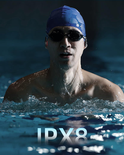Bone conduction headphones, 32GB storage, swimming headphones IPX8 waterproof, MP3 sport headphones, wireless Bluetooth 5.3 headphones, bone conduction headphones for swimming running (orange + white)