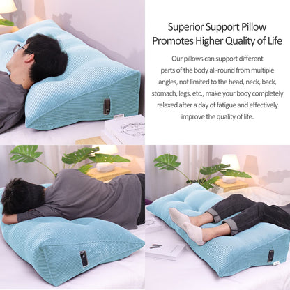 VERCART back cushion wedge cushion backrest pillow for bed sofa headboard padded bed pillow wall pillow sofa cushion large back cushion couch cushion decorative pillow corduroy azure blue 80cm