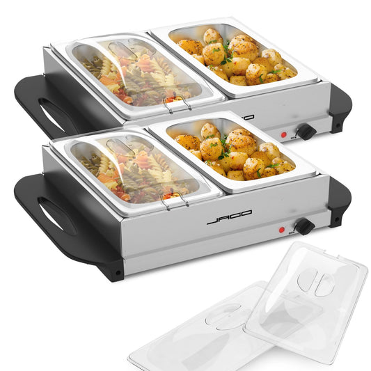 Jago® Buffet Warmer - electric with hot plate function, temperature control, stainless steel - food warmer, food warmer plate, food warmer container