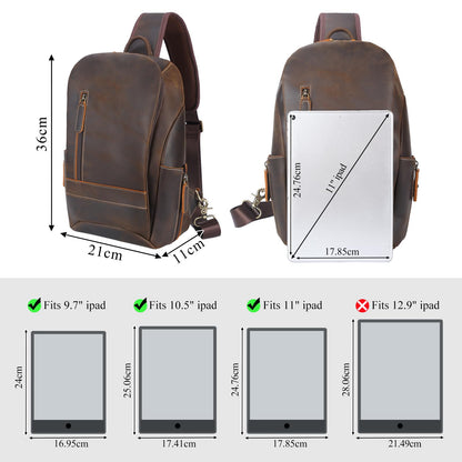 TIDING Men's Small Leather Crossbody Shoulder Bag Sling Bag Chest Bag Anti-Theft Bags for Outdoor, Camping, Travel