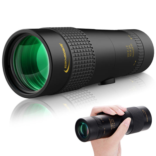 Aurosports 10-30x40 zoom monocular telescope for adults, Bak4 prism dual focus telescope compact monocular for wildlife bird watching hiking hunting camping.