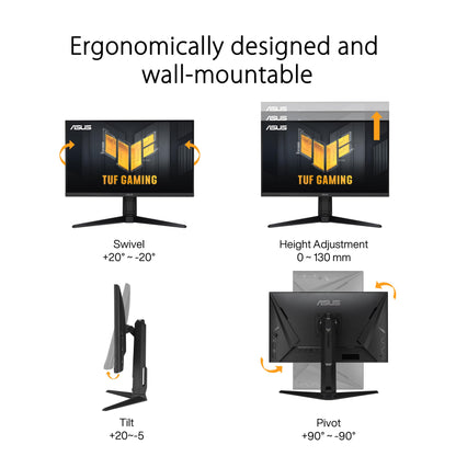 ASUS TUF Gaming VG27AQML1A - 27 inch WQHD monitor - 260 Hz, 1ms GtG, G-Sync, FreeSync, Adaptive Sync, ELMB, GameFast, DisplayHDR 400 - Fast-IPS, 16:9, 2560x1440, USB, DP, HDMI, ergonomic, speaker.