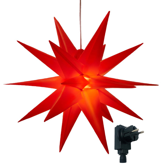 Bonetti 3D light star incl. warm-white LED lighting | suitable for indoor and outdoor use | hanging | 7.5m lead (red, approx. 57x44x48 cm)