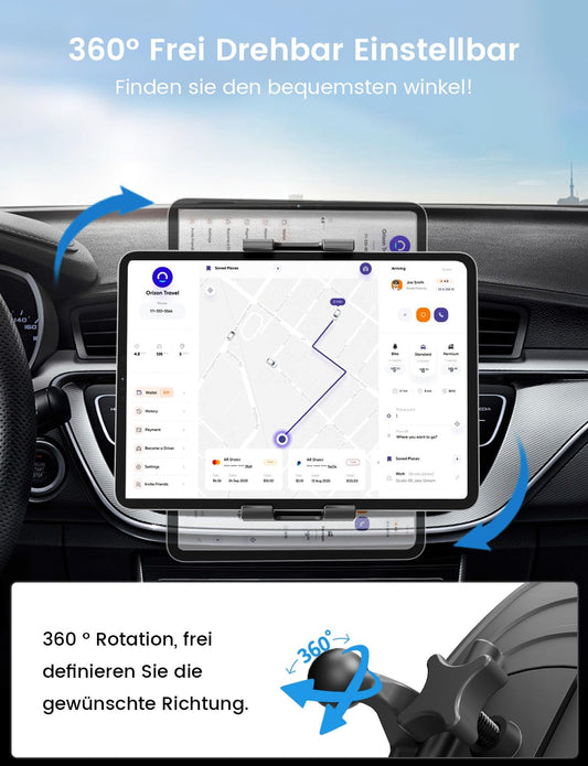 OHLPRO Tablet Holder for Car CD Slot, 360° Rotatable iPad Car Mount, Car Front CD Slot Tablet Holder for iPad, Galaxy Tab, iPhone 5-13" Phones & Tablets, for Navigation & Entertainment