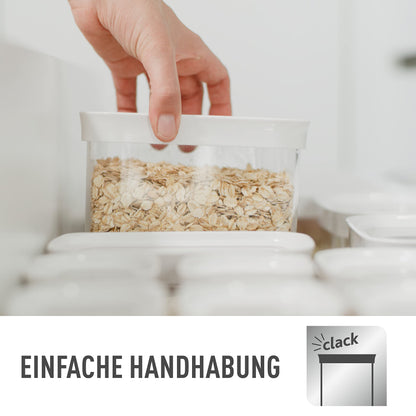 Emsa N11418 Optima Dry Storage Container 1 Liter rectangular upright | 100% secure | hygienic | safe and space-efficient | Fresh seal BPA-free | transparent design (Pack of 3)