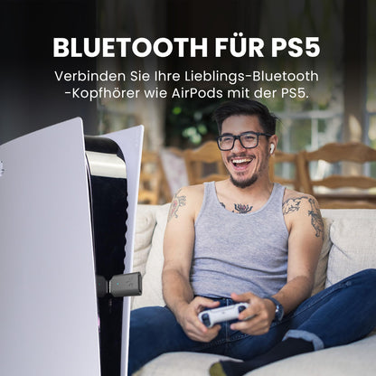 Avantree C81-Gaming - USB-C Bluetooth 5.3 audio adapter for PS5, Qualcomm chip, aptX Adaptive & HD, premium sound, compatible with AirPods, Bose headphones & more.