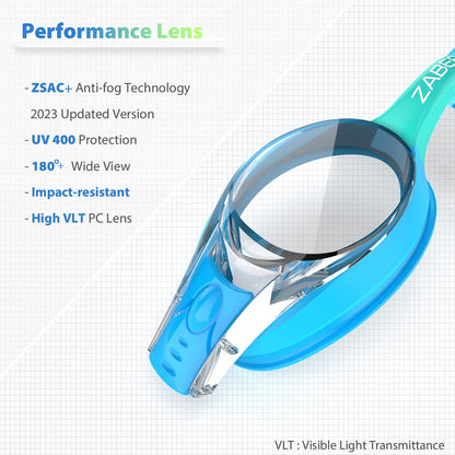 ZABERT Children's Swim Goggles, Swim Goggles Chlorine Goggles for Teens Kids Child Junior Boys Girls 2 3 4 5 6 7 8 9 10 Years Blue Turquoise Black Green
