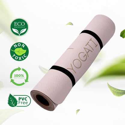 YOGATI Yoga mat non-slip Non-toxic, with carrying strap. Yoga Mat with alignment lines. Ideal yoga mats as gymnastics mat, exercise mat, fitness mat, yoga mat.