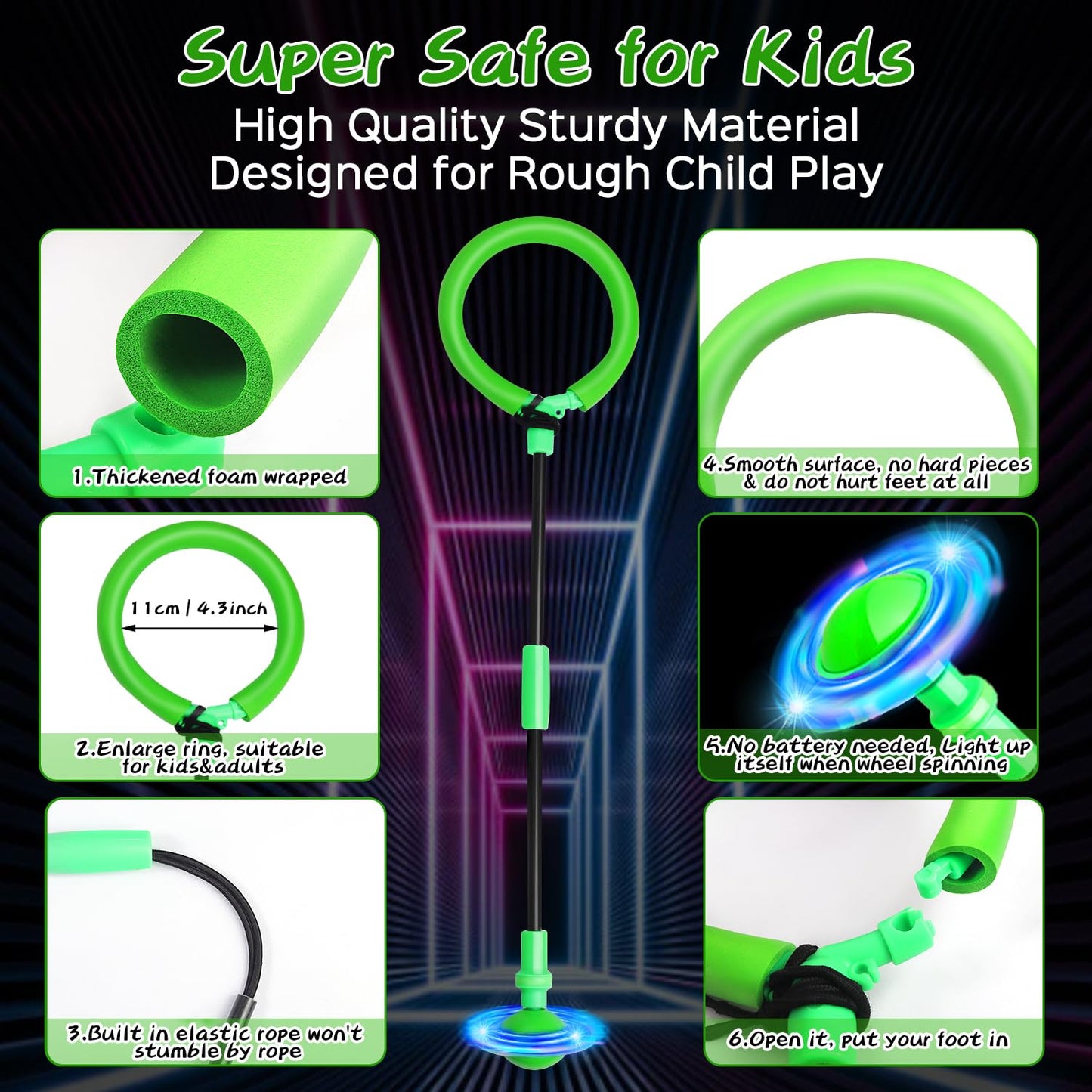 Jalunth Springring Foot Spinner Swing Wheel Outdoor Garden Blinking Toy Games Kids Adults Boys Girls 5-13 Years Christmas Gifts with LED Light Wheel