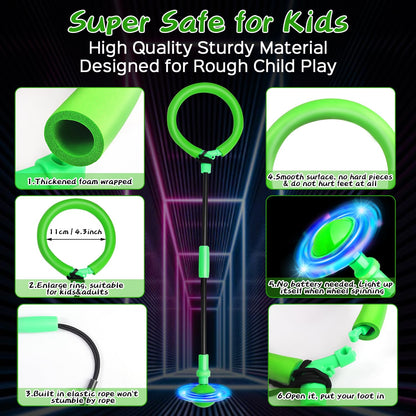 Jalunth Springring Foot Spinner Swing Wheel Outdoor Garden Blinking Toy Games Kids Adults Boys Girls 5-13 Years Christmas Gifts with LED Light Wheel