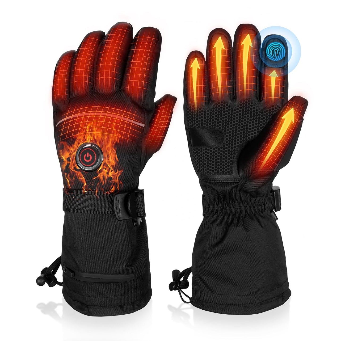 MRAWARM Heated USB Rechargeable Gloves, 5V 6000mAh, 3 Heating Levels Waterproof Touchscreen for Men Women Winter Sports (M) (2024Gloves-M)