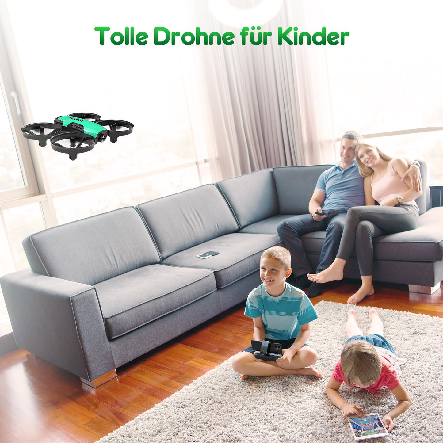 Loolinn | Drone with Camera as Gift for Kids - Mini Remote Control Drone with Video & Photos/Adjustable Camera/Two Batteries/Certified C0-Certificate (Gift for Boys and Girls)