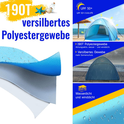 Purebox Beach Shelter Pop Up 3-4 Person Models, Pop Up Beach Shelter with UV Protection, UPF 50+ Beach Tent, Automatic Portable Beach Tent Pop Up Tent for Family Camping Garden Beach 240x200x135cm