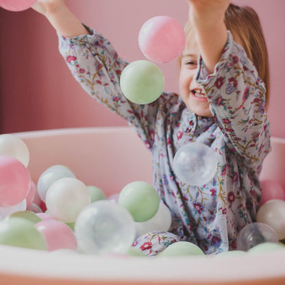 MEOWBABY Ball Pit 90x30cm Velvet - Ball Pit for Babies from 1 Year - Soft Foam Ball Pit for Kids with 200 Balls, Beige