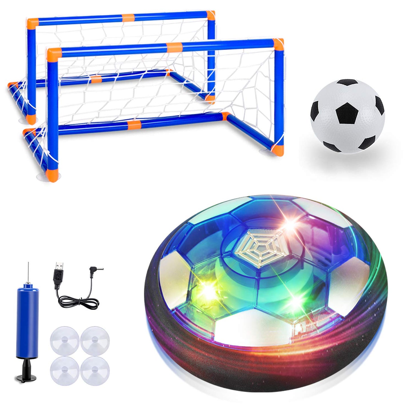 SUNACE Air Power Soccer Kids Toy - Hover Ball with Powerful LED Lighting and Foam Bumpers for Indoor Outdoor Play, Toy for Boys and Girls Hover Ball Game Kids
