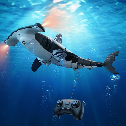 Remote-controlled shark toy highly realistic summer water toy for boys aged 6 and up fun pool and bath games (Gray)