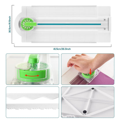 12-in-1 paper cutter, paper dial cutter, handmade decorative border, cardboard cutter, decorative edges, cutting tool for scrapbooks, cards, photo albums, office, school, home.