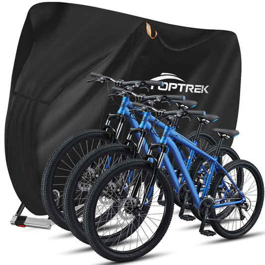 Toptrek bike cover for 3 bikes 210D with seam tape Oxford fabric Waterproof High quality bike garage Outdoor 220 x 120 x 110 cm Tear resistance Sun protection Bike cover with bag