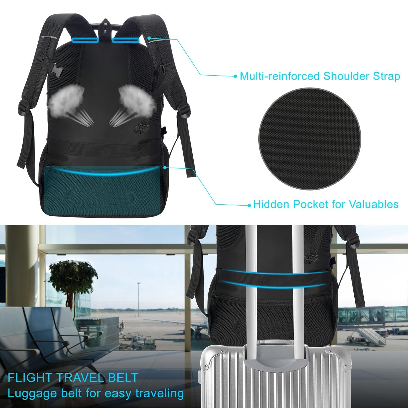 VESERI Laptop Backpack for Men and Women 18.4 Inch, Gym Bag School Backpack for Boys Teens with Shoe Compartment, Waterproof Shoulder Bag for Gym Travel Work