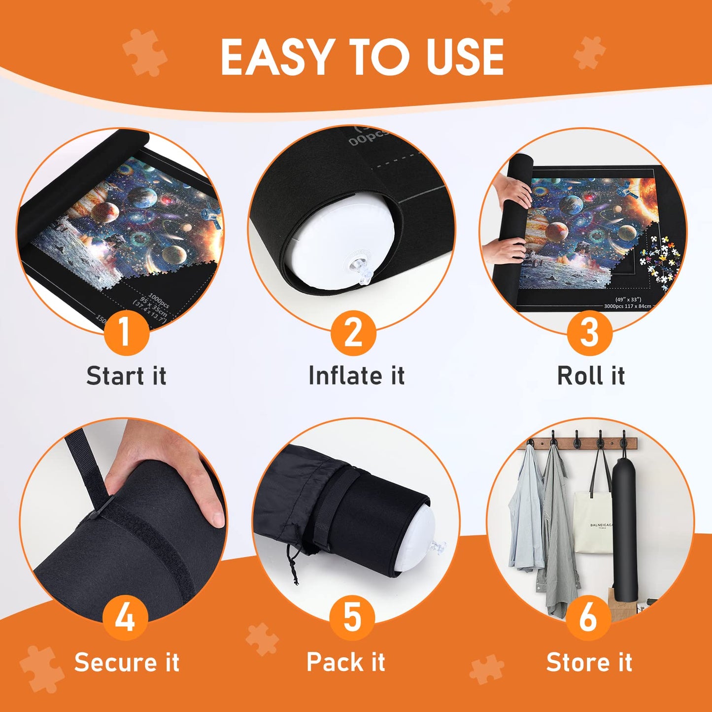 Puzzle mat puzzle roll, puzzle mats for puzzles up to 2000, 1500, 1000 easy to store and transport, giant felt mat for storing puzzles.