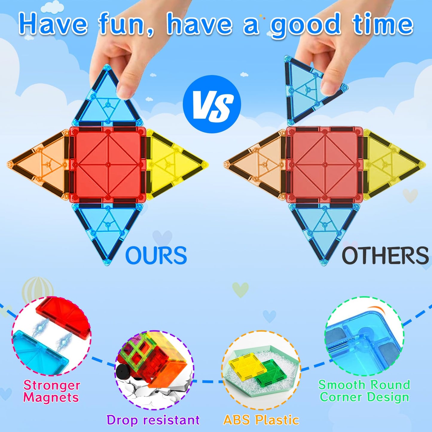 AQXONG 70 Pcs Magnetic Building Toys, Colorful Magnetic Building Blocks Toy, Educational Building Blocks Toy, Construction Toy for Kids, Suitable for Boys and Girls aged 3 years and up.