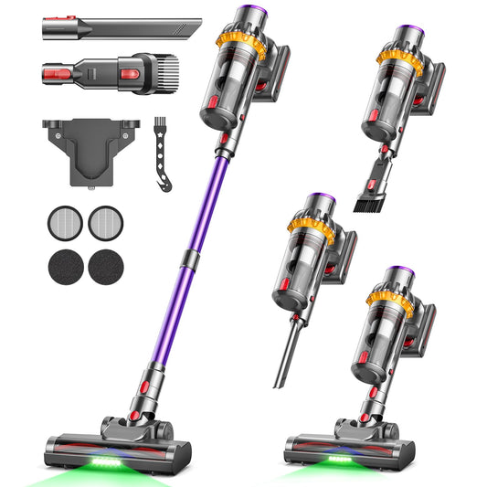 45000Pa battery-powered vacuum cleaner, 550W/70min ultra-quiet cordless vacuum with LED display, improved V-shaped anti-tangle floor brush, 6-in-1 vacuum for pet hair, carpet, hard floors.