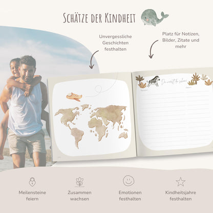 MyBaby123® Children's Album. Your first 10 years in high-quality gold. A memory album, gift for birth, children's photo album, children's diary, memory book album, gift for child.