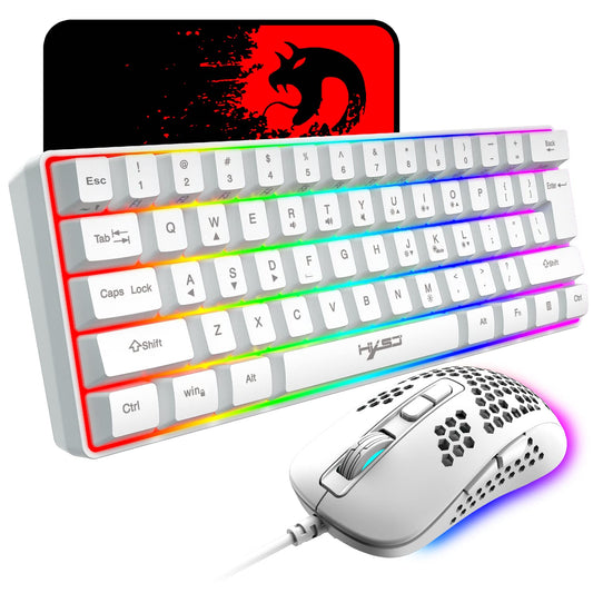 60% wired RGB gaming keyboard, 61-key mini keyboard with 11 RGB Chroma backlighting, floating ABS keycaps, full anti-ghosting keys, mechanical USB keyboard