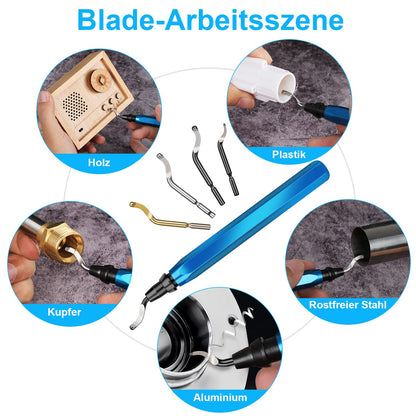 Heeieuk Metal Handle Hand Deburrer Deburring Tools Deburring with 21 Replacement Blades for Edge & Hole on 3D Printer, Plastic, Aluminum, and Stainless Steel