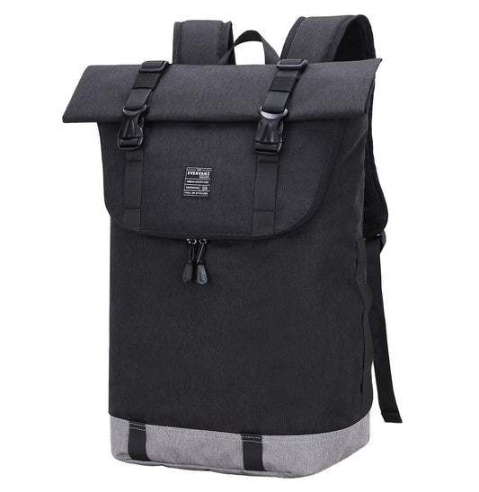 EverVanz Laptop Backpack, waterproof travel backpack, backpack for women and men, lightweight, casual, stylish schoolbag, 1. Black, L, Compact, elegant