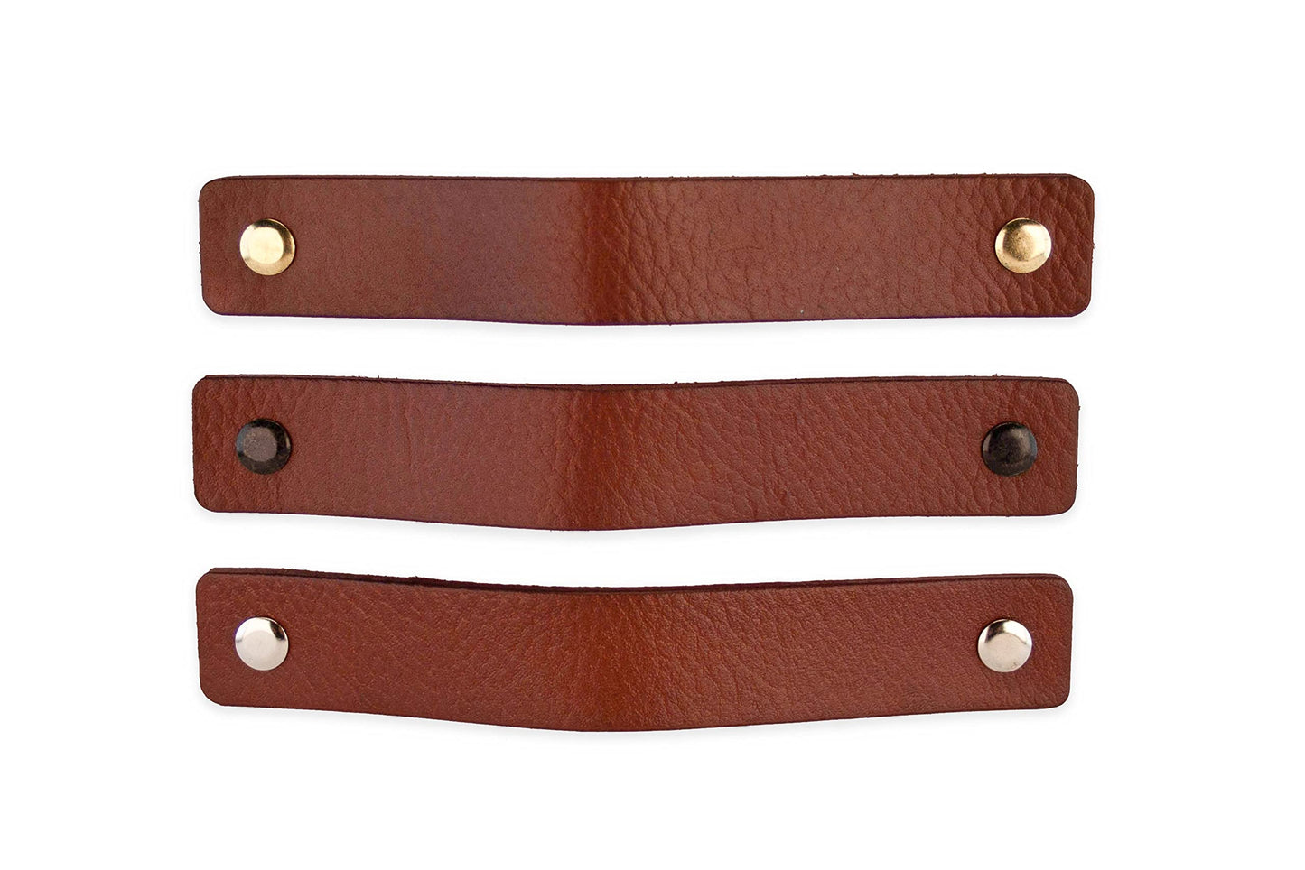 Brute Strength - Leather handles for furniture - Cognac - 6 pieces - 16.5 x 2.5 cm - Cabinet handle, door handle for kitchen, bathroom, cabinets, chest of drawers, wood