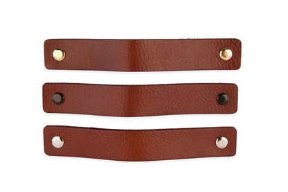 Brute Strength - Leather handles for furniture - Cognac - 6 pieces - 16.5 x 2.5 cm - Cabinet handle, door handle for kitchen, bathroom, cabinets, chest of drawers, wood