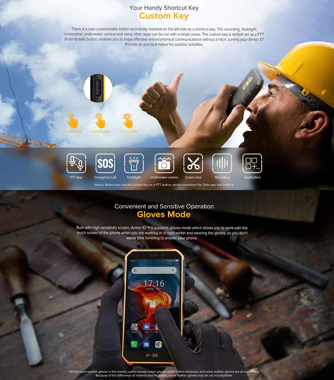 Ulefone Armor X7 PRO (2020), Android 10 Outdoor Smartphone Unlocked, Quad-Core 4GB+32GB, IP68 Rugged Phone 13 MP Underwater Photography, 4000mAh Battery, NFC/DUAL SIM/Face Unlock Orange