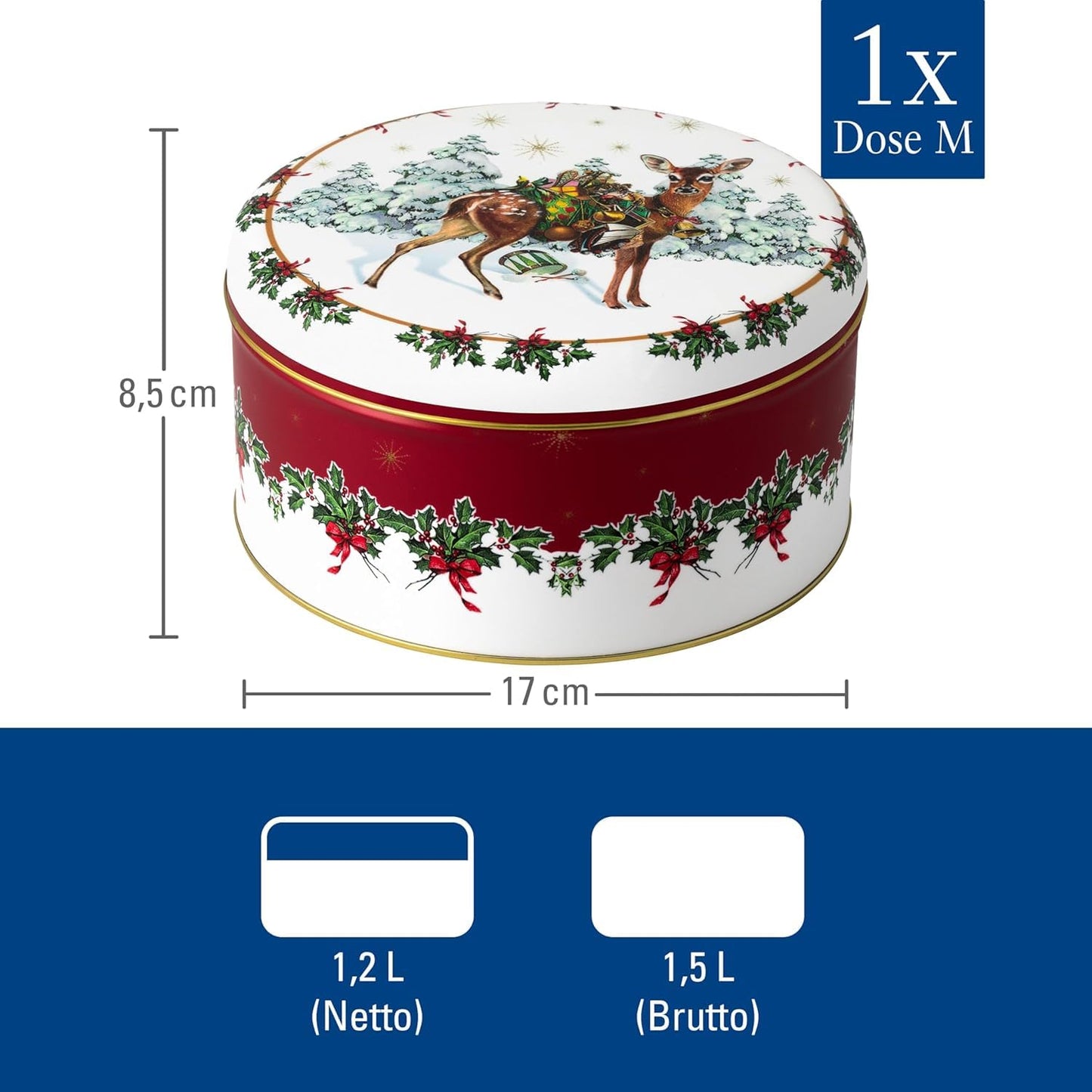 Villeroy & Boch - Winter Collage Accessory Cookie Jar Set of 3, Christmas Canisters, Cookie Tins, Christmas Tins, Christmas Cookie Tins, Tin Cans, Christmas Decor, Biscuit Tins, Metal